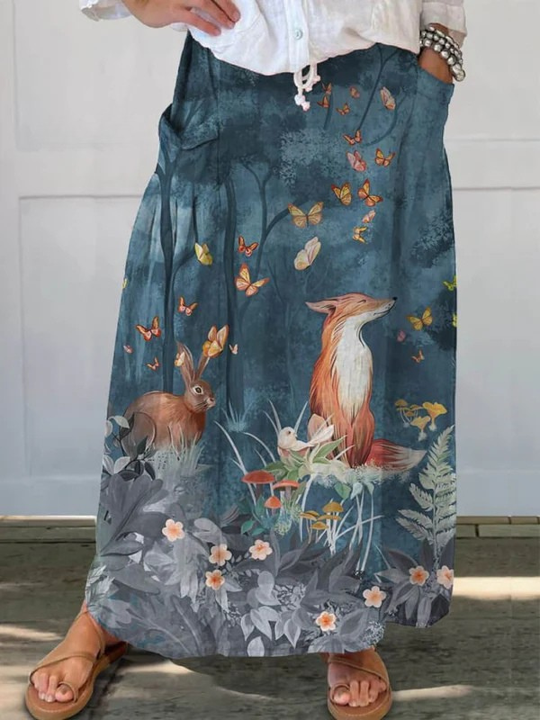 Effie | Enchanted Forest Print Pocket Skirt