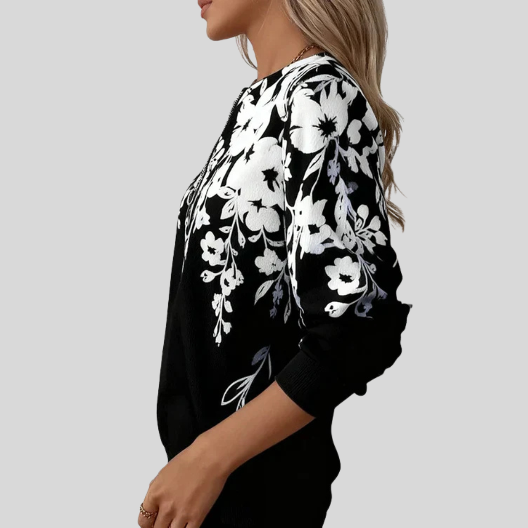 Penelope | Floral Zip-Neck Sweatshirt