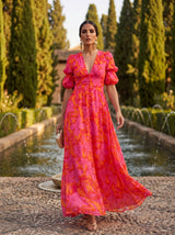 Helene | Floral Puff-Sleeve Maxi Dress