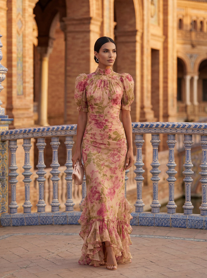 Eugenie | Floral High-Neck Maxi Dress