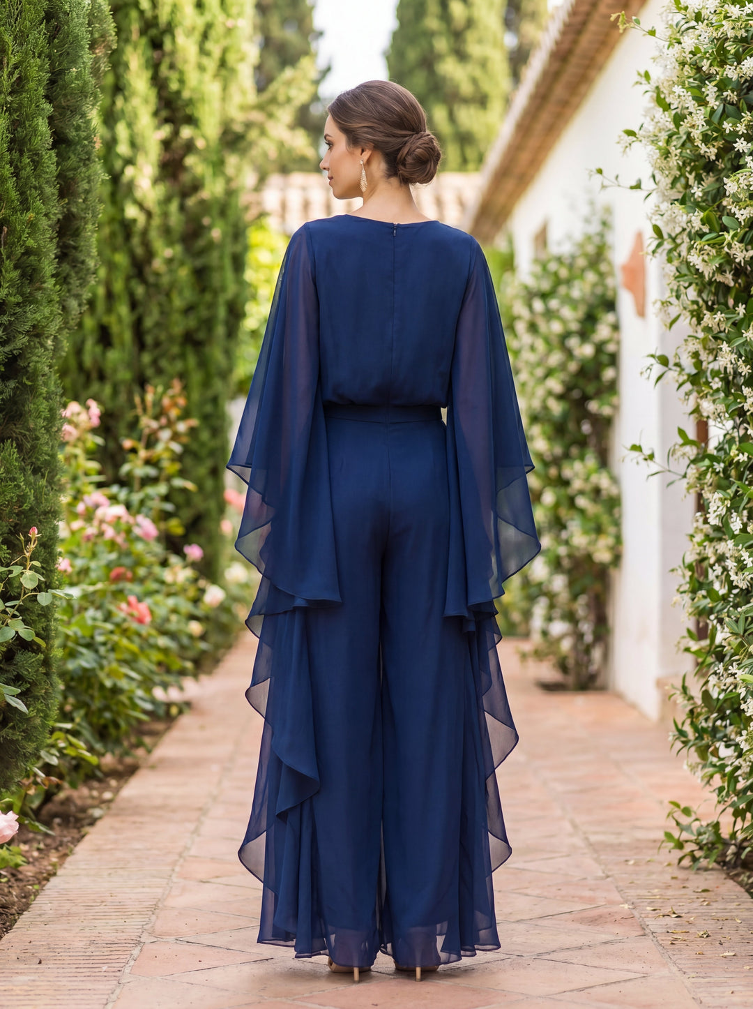 Rosalind | Flowing Cape-Sleeve Two-Piece Set