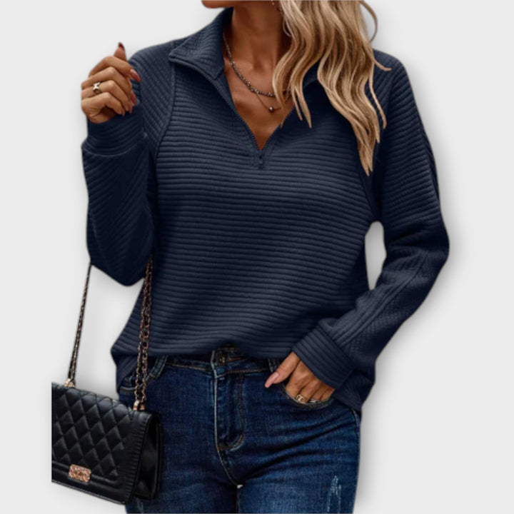 Georgina | Cosy Ribbed Half-Zip Pullover