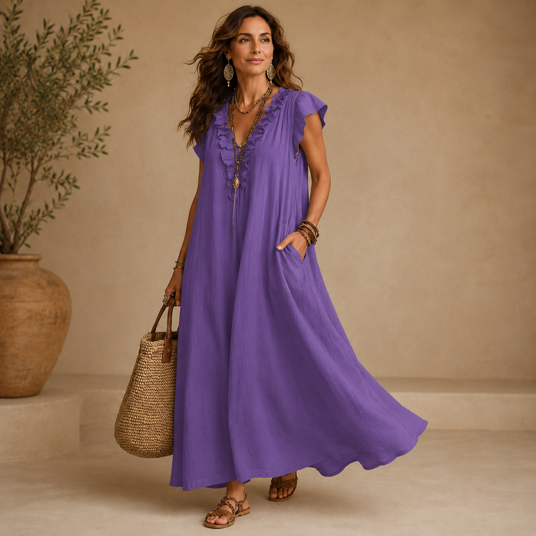 Marlowe | Ruffled V-Neck Maxi Dress