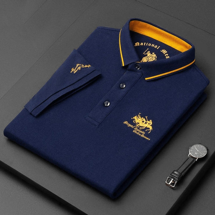 Winston | Embroidered Contrast-Collar Polo Shirt