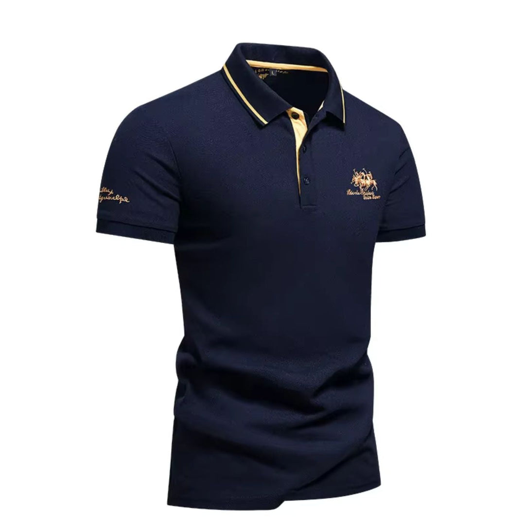 Winston | Embroidered Contrast-Collar Polo Shirt