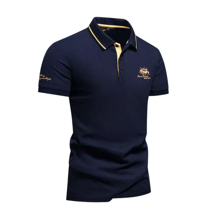 Winston | Embroidered Contrast-Collar Polo Shirt
