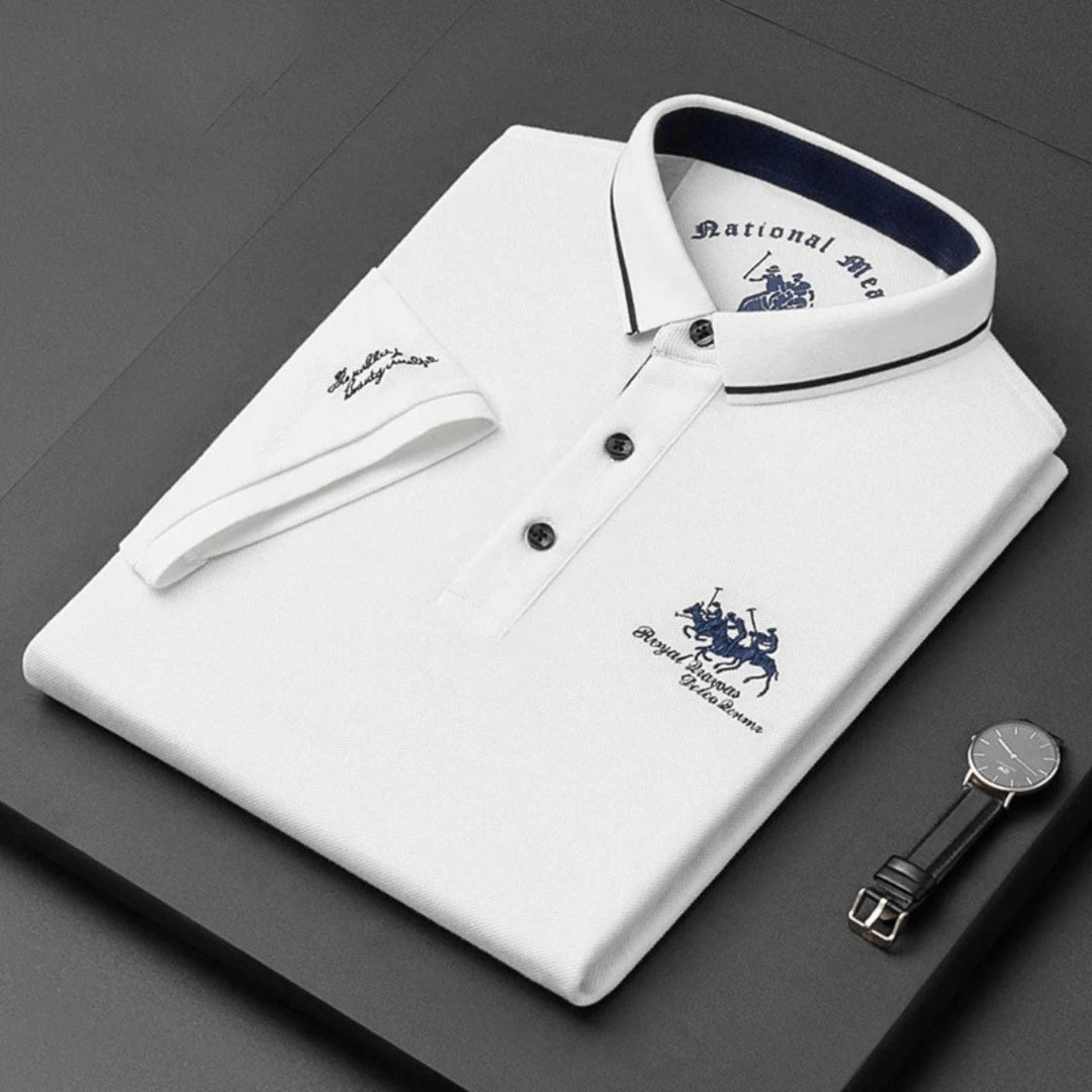 Winston | Embroidered Contrast-Collar Polo Shirt