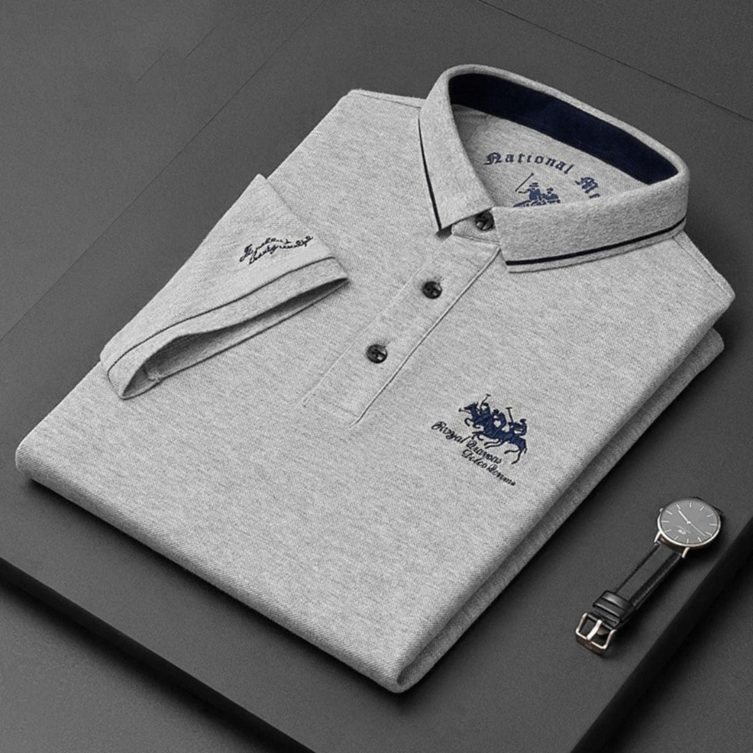 Winston | Embroidered Contrast-Collar Polo Shirt