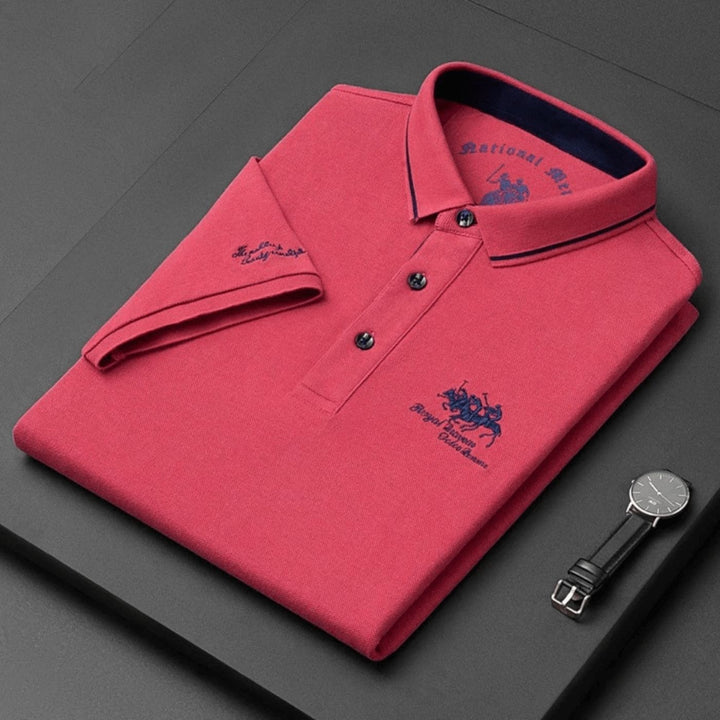 Winston | Embroidered Contrast-Collar Polo Shirt