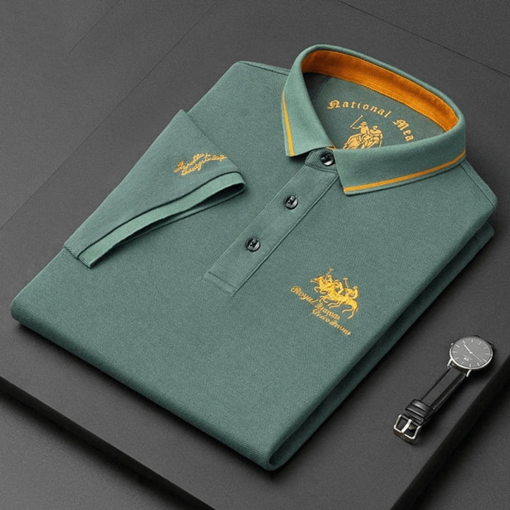 Winston | Embroidered Contrast-Collar Polo Shirt