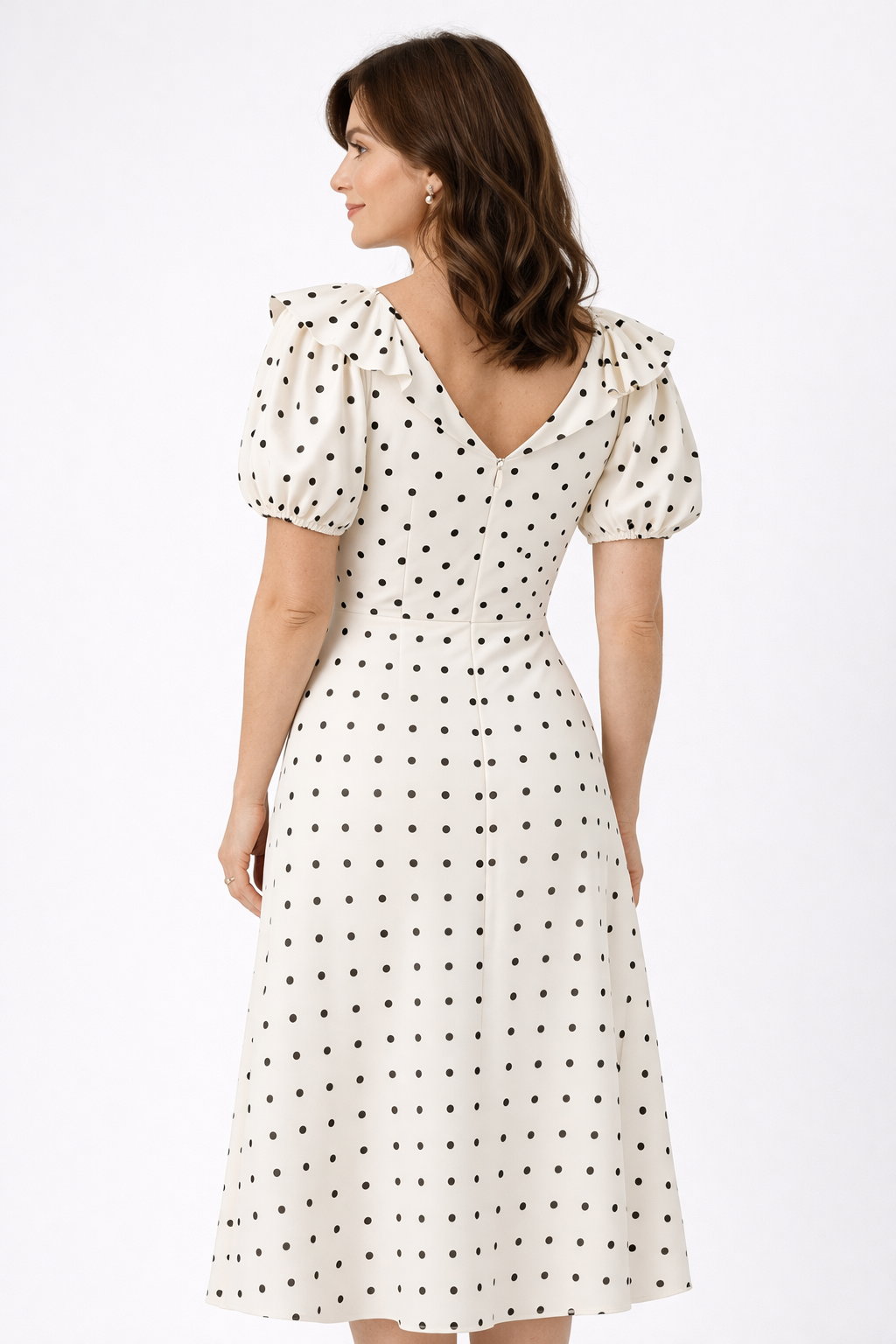 Mirabel | Ruffled Polka Dot Midi Dress