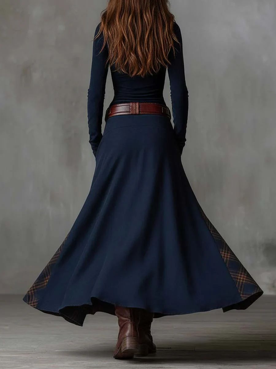 Katarina | Vintage Buttoned Check Maxi Dress