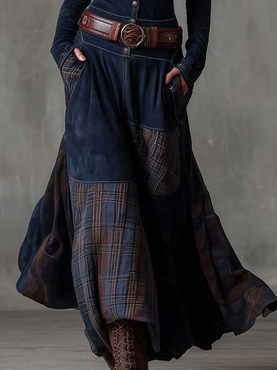 Katarina | Vintage Buttoned Check Maxi Dress