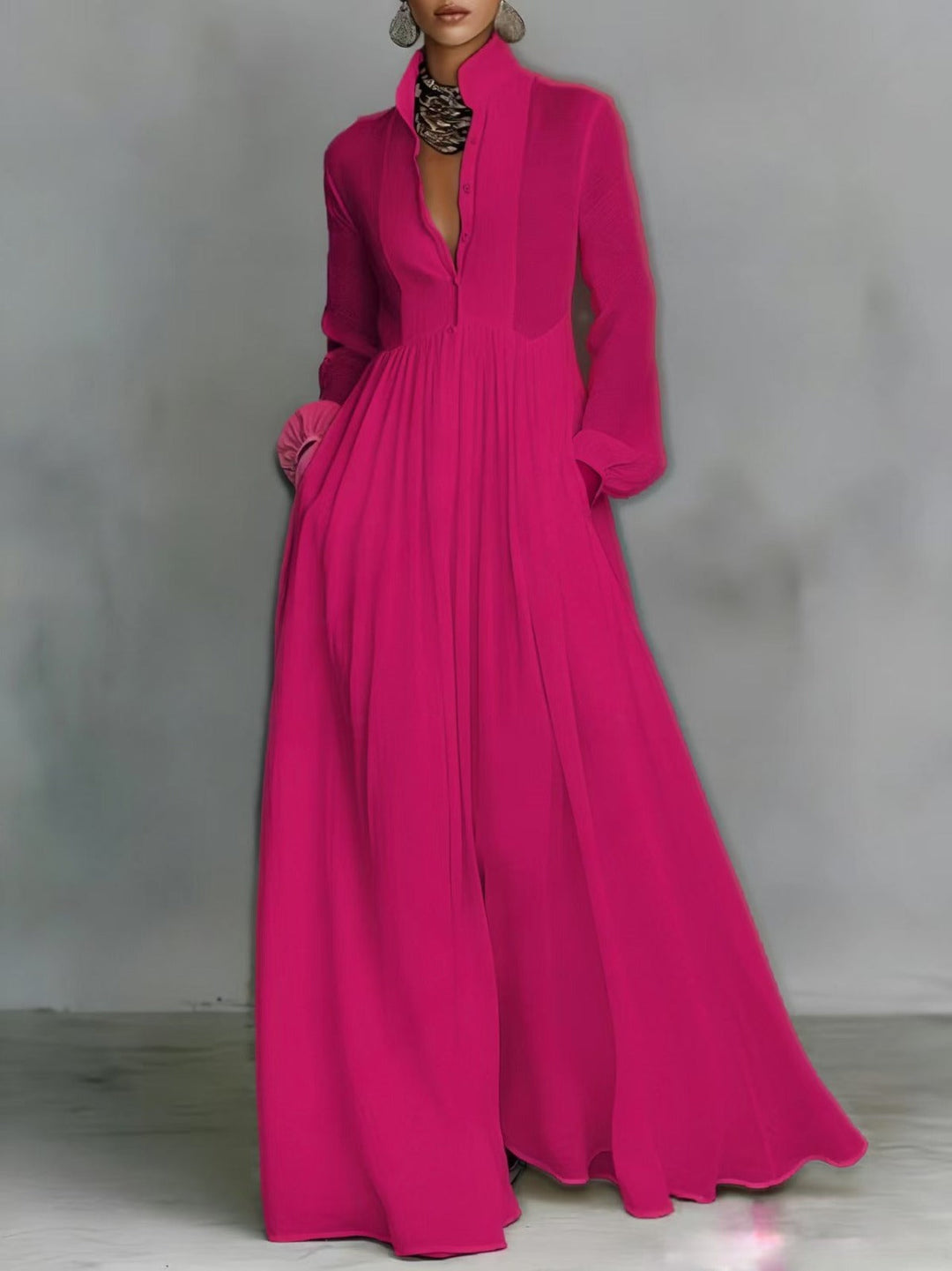 Aurora | Flowing Button-Front Maxi Dress