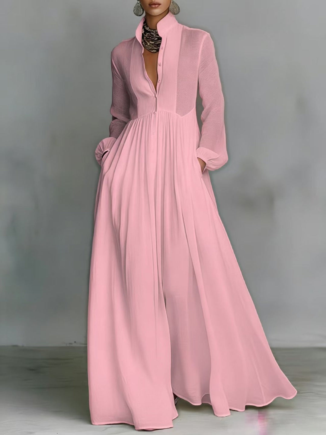 Aurora | Flowing Button-Front Maxi Dress
