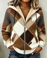 Corinne | Patchwork Hooded Zip-Up Jacket