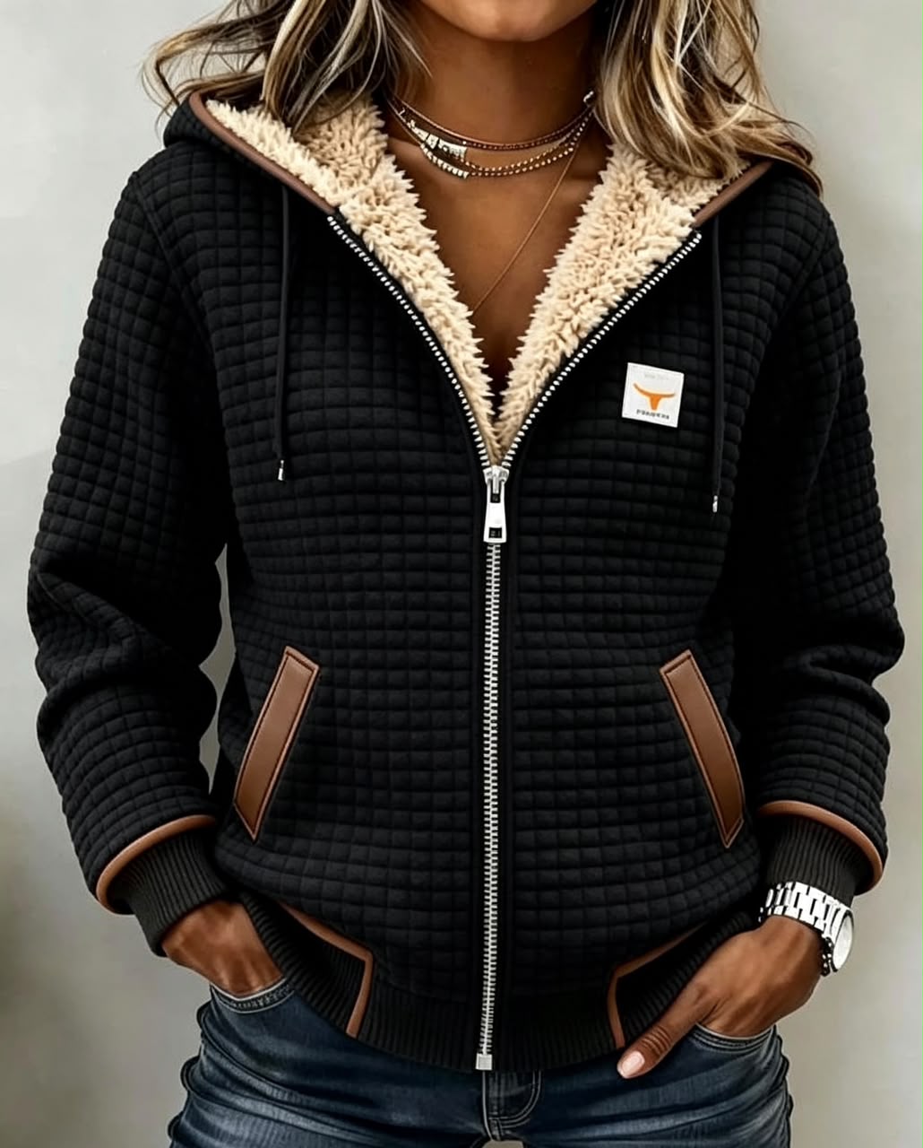 Evangeline | Cosy Quilted Zip-Up Hooded Jacket