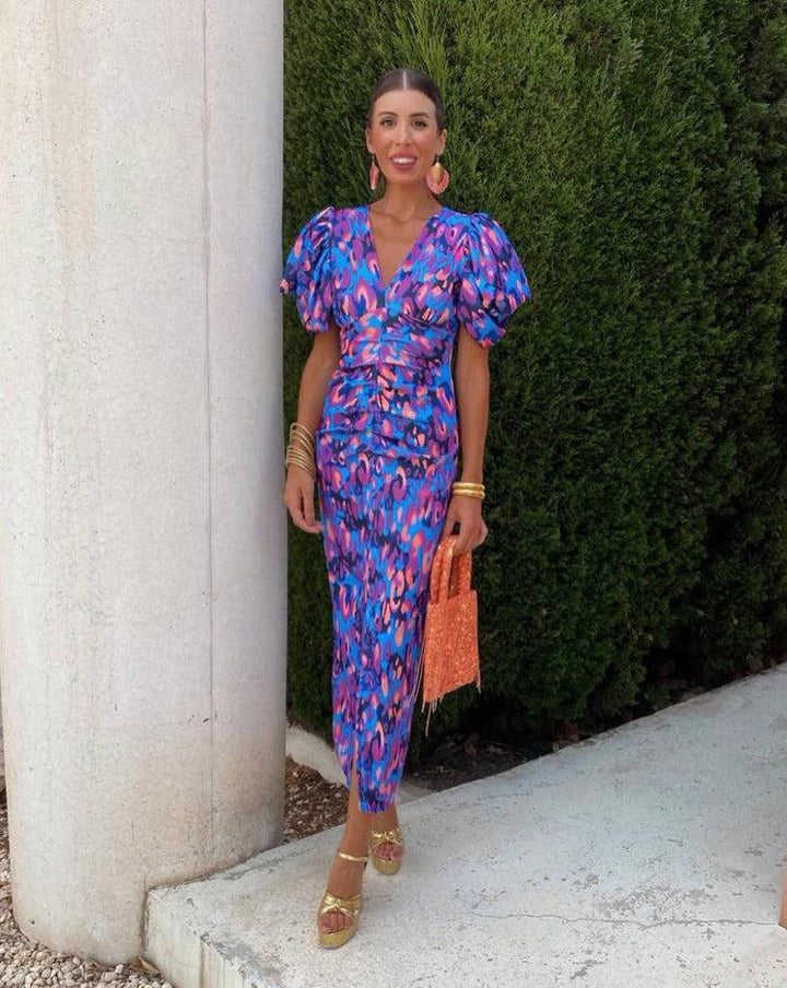 Roxanne | Puff Sleeve Midi Dress