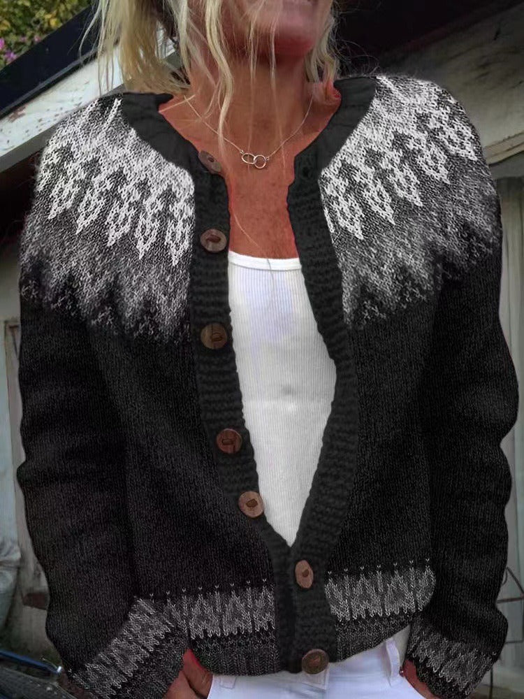 Britta | Nordic Pattern Button Cardigan