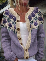 Marion Vale | Floral-Knit Button Cardigan