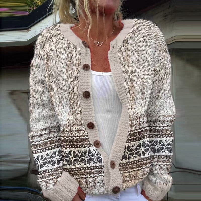Marion Brook | Nordic-Pattern Button Cardigan