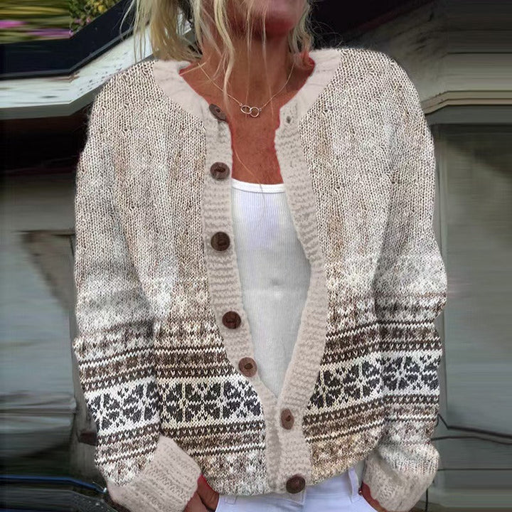 Marion Brook | Nordic-Pattern Button Cardigan