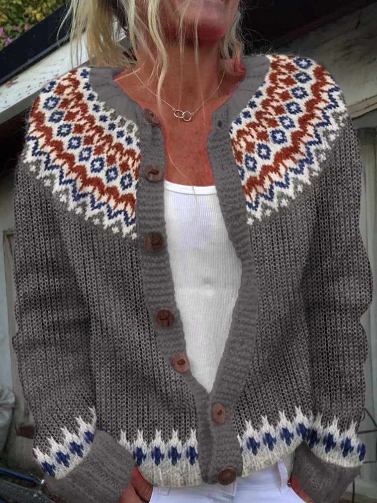 Adelheid | Nordic Pattern Knit Cardigan