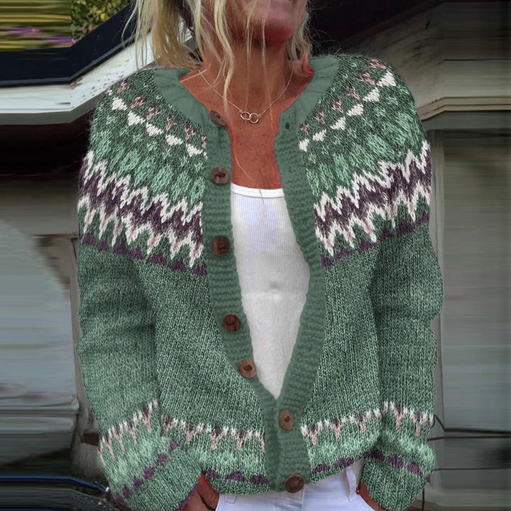 Della | Nordic-Patterned Knit Cardigan