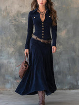 Corabelle | Buttoned Belted Maxi Dress