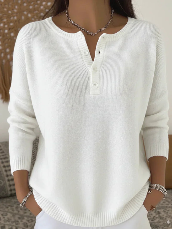 Bridget | Relaxed Button-Neck Jumper