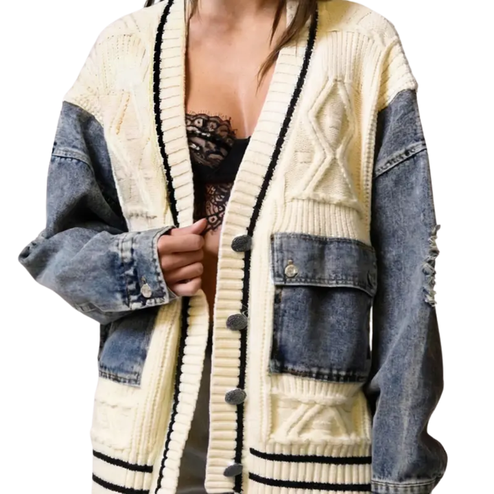 Marina | Relaxed Patchwork Knit Cardigan