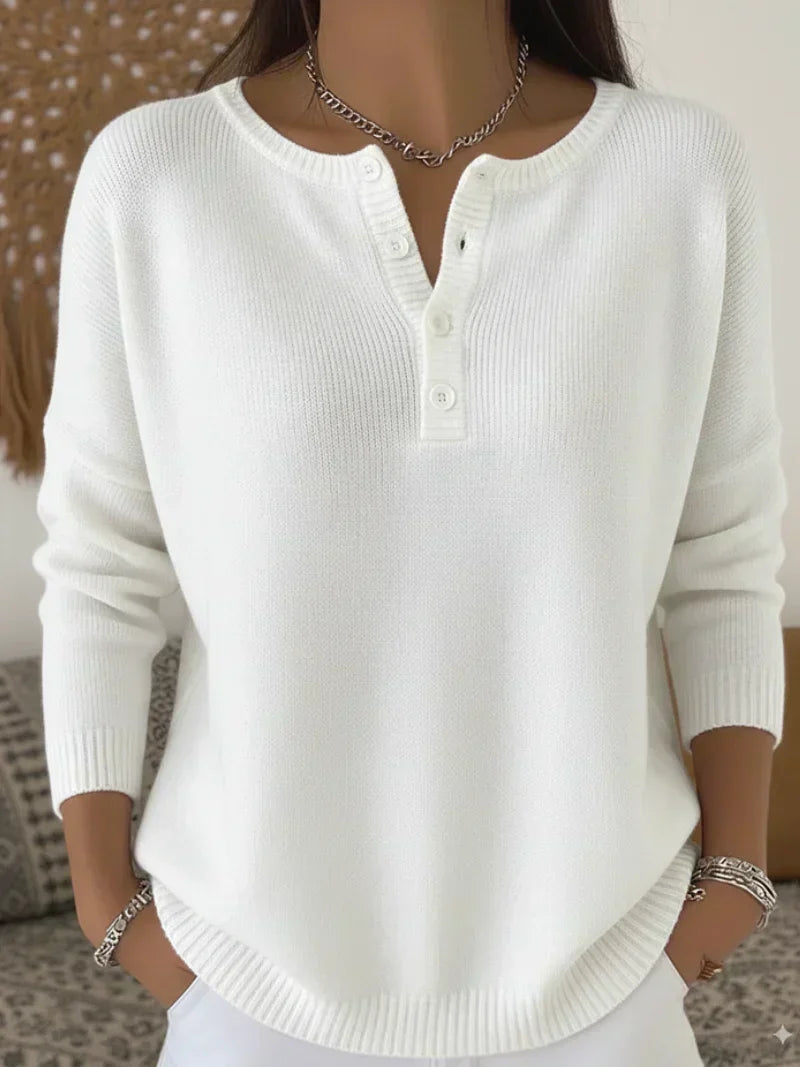 Bridget | Soft Henley Button Knit Sweater