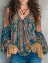 Elisa | Flowing Paisley Boho Blouse