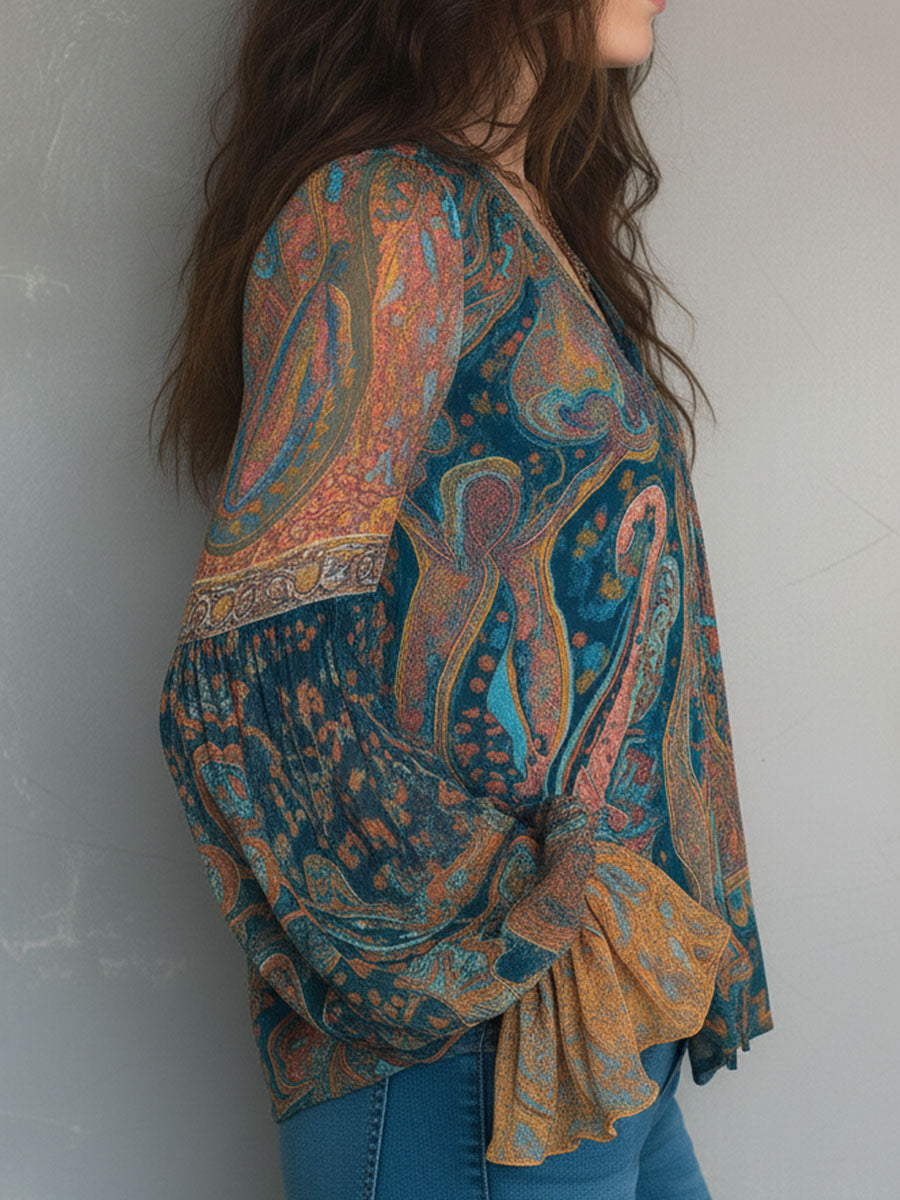 Elisa | Flowing Paisley Boho Blouse
