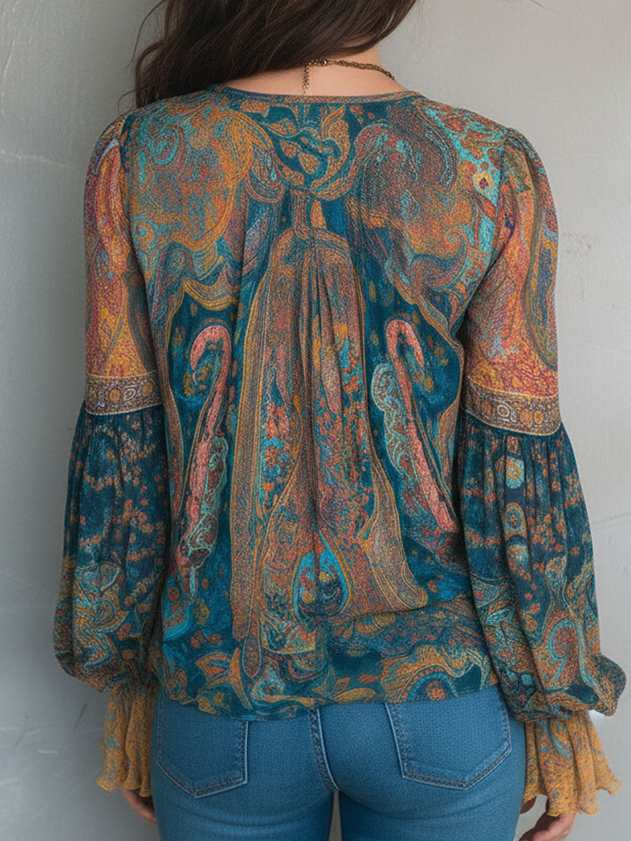 Elisa | Flowing Paisley Boho Blouse