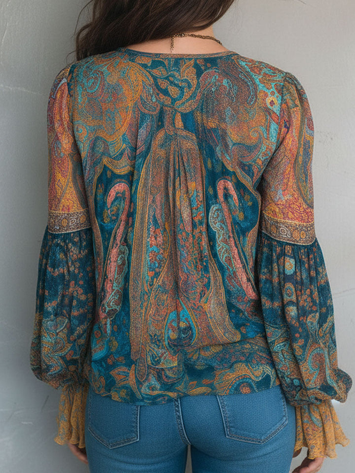 Elisa | Flowing Paisley Boho Blouse