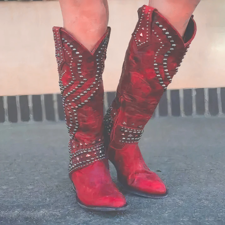 Erin | Studded Western Tall Boots