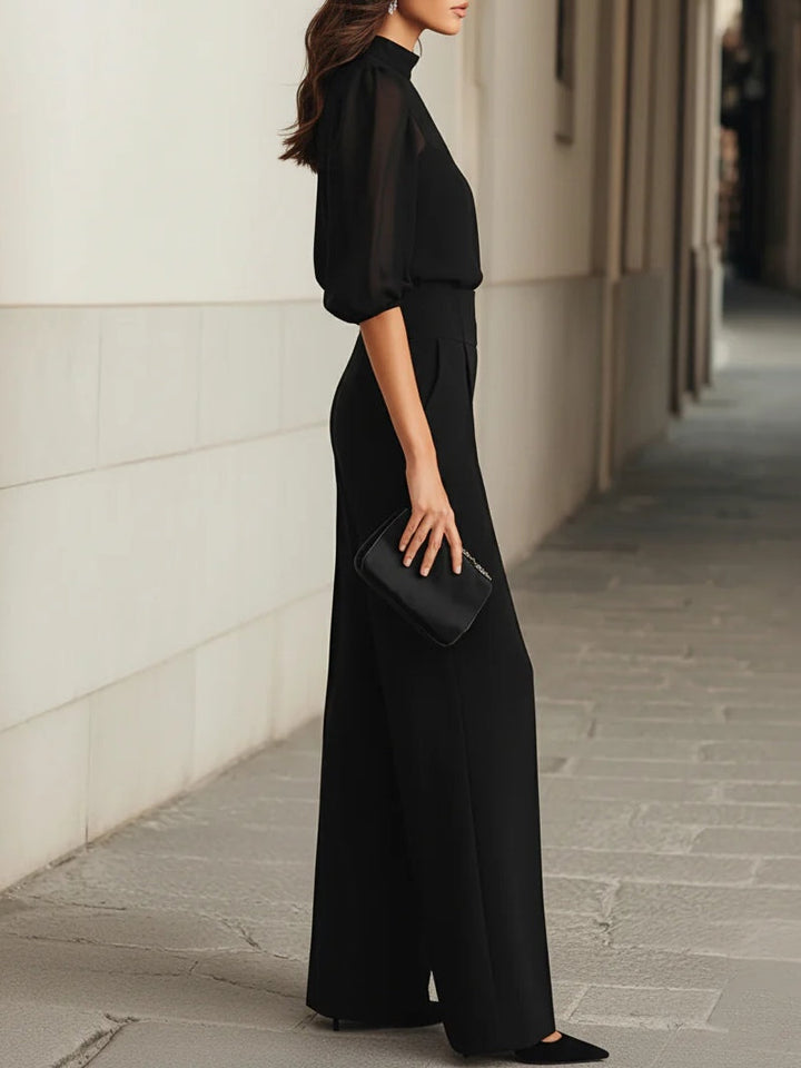 Adaline | Elegant Sheer-Sleeve Three-Piece Set