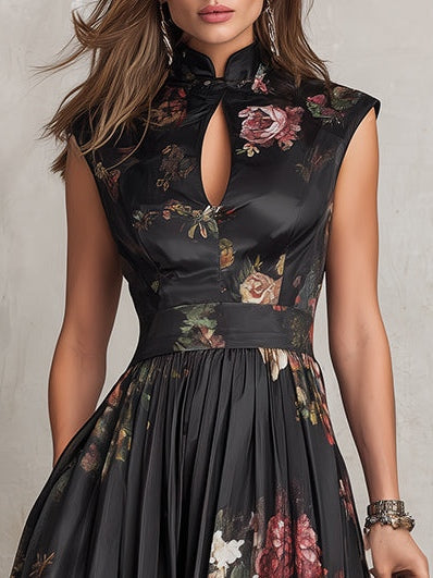 Aveline | Keyhole Pleated Floral Dress
