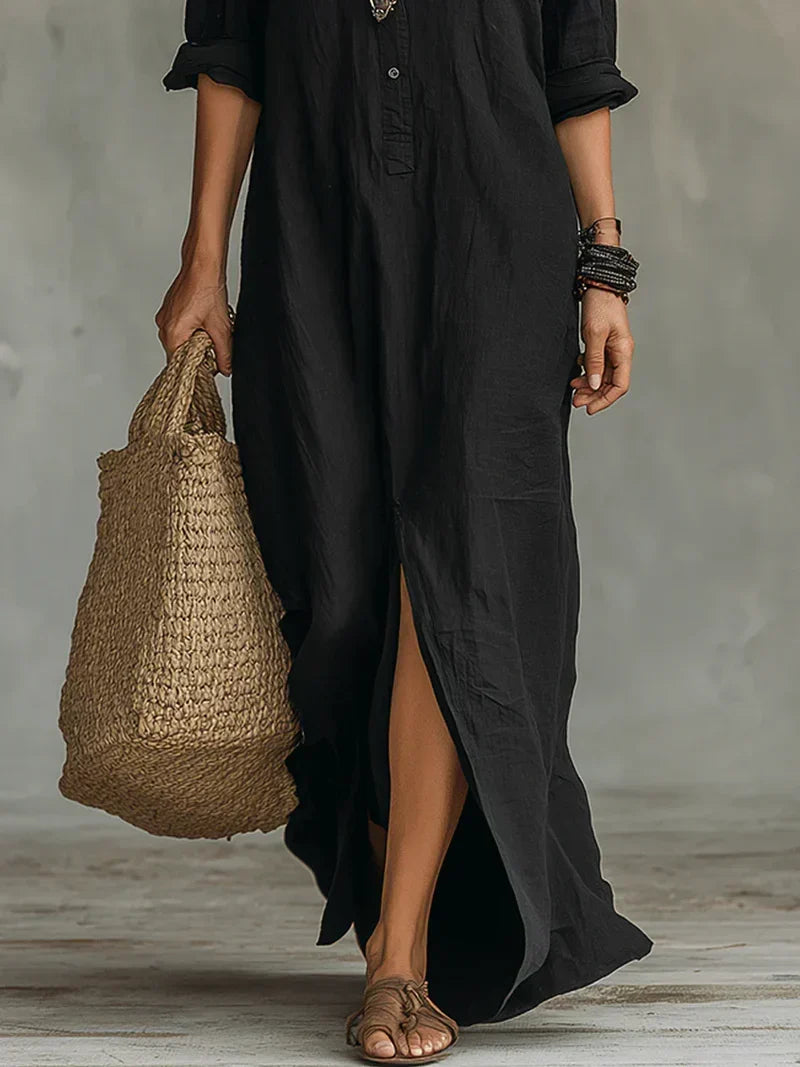 Regina | Relaxed Button-Front Maxi Dress
