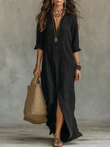 Regina | Relaxed Button-Front Maxi Dress