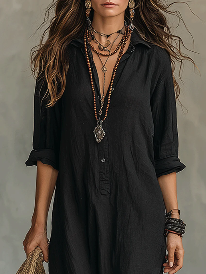 Thalia | Relaxed Collared Maxi Dress