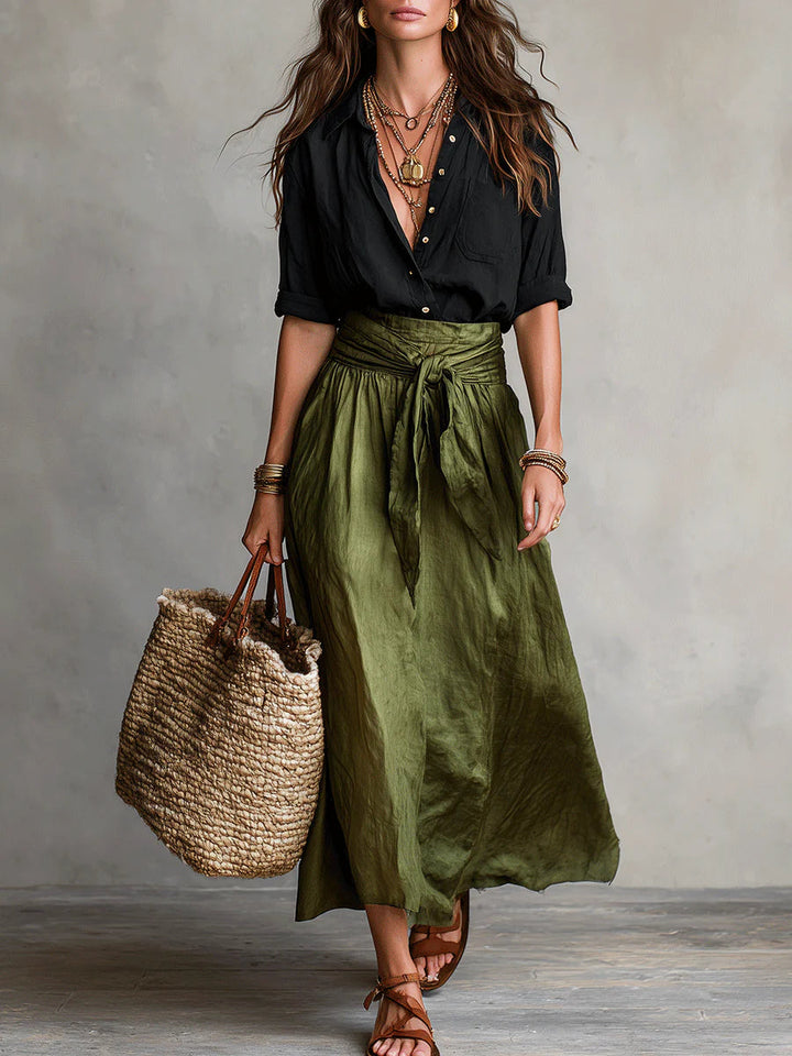 Seraphina | Flowing Tie-Waist Maxi Skirt