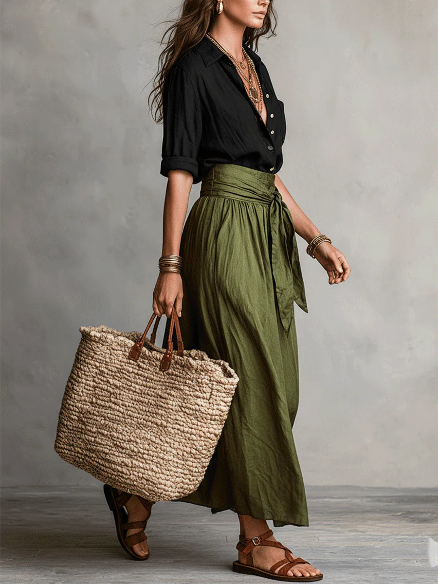 Seraphina | Flowing Tie-Waist Maxi Skirt