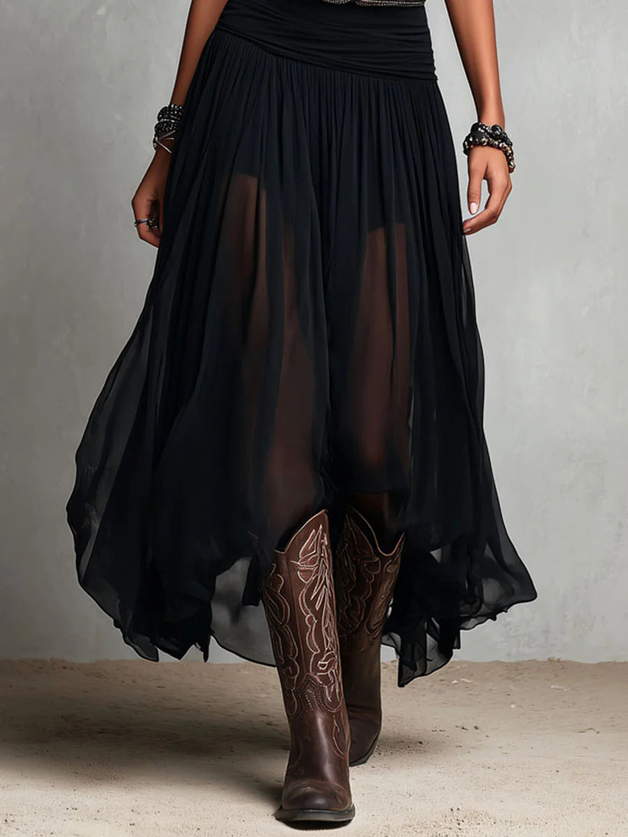 Lucienne | Flowing Belted Maxi Dress