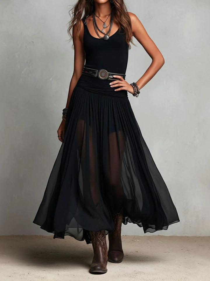 Lucienne | Flowing Belted Maxi Dress