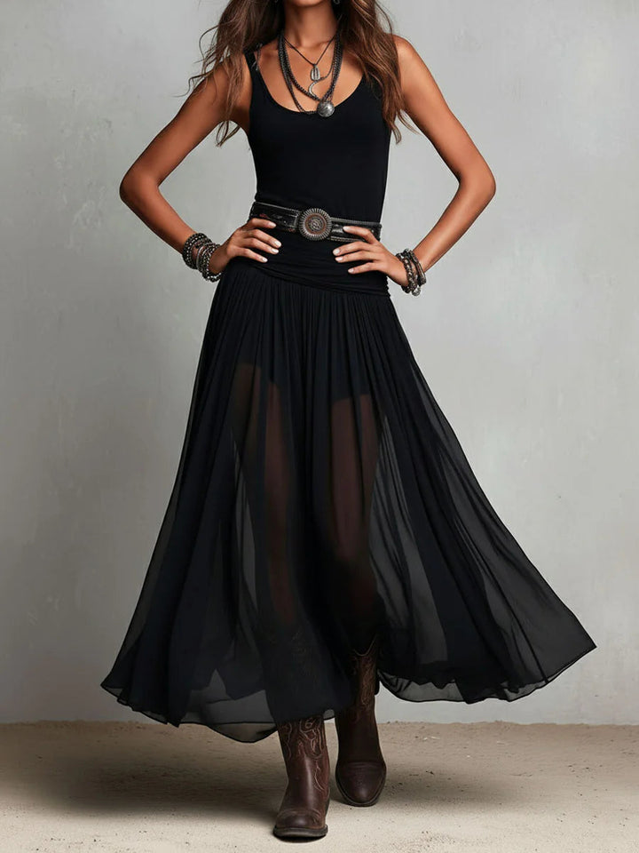 Lucienne | Flowing Belted Maxi Dress