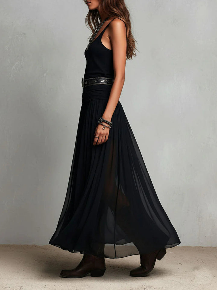 Lucienne | Flowing Belted Maxi Dress