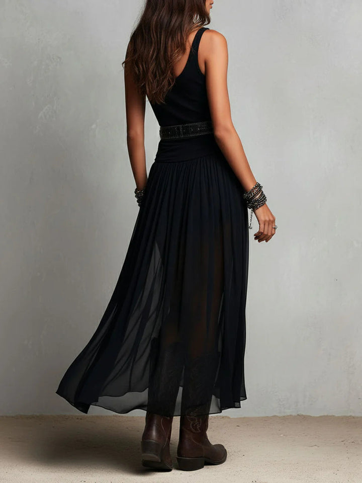 Lucienne | Flowing Belted Maxi Dress