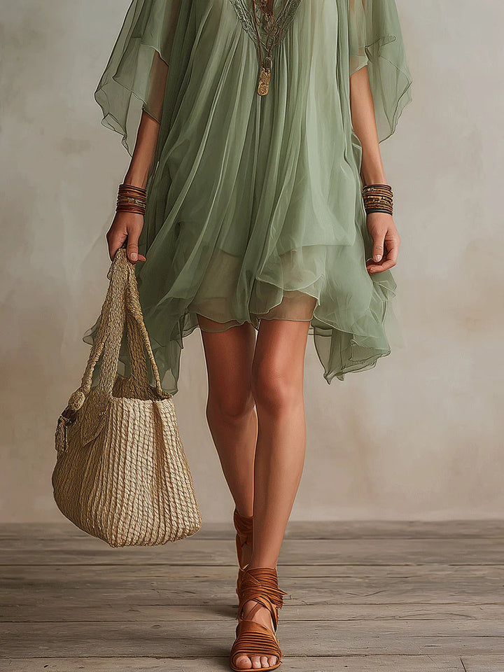Junia | Flowing Layered V-Neck Dress